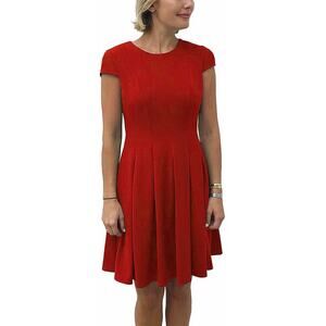 Julia Jordan Cap Sleeve Inverted Pleated Dress Size 4 Red